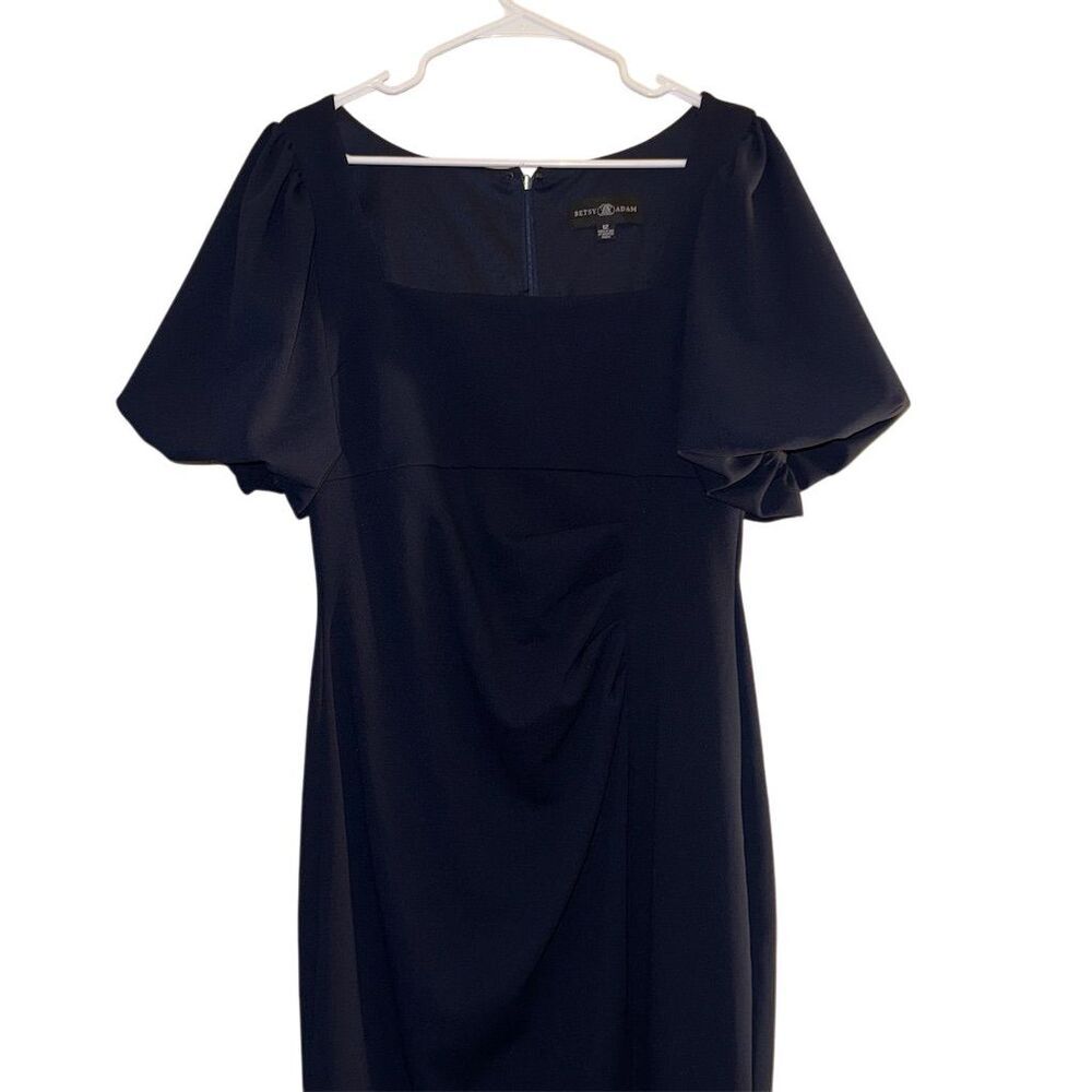 Betsy & Adam Women's Black Flutter‎ Sleeve Midi Dress Size 12 Party/Cocktail